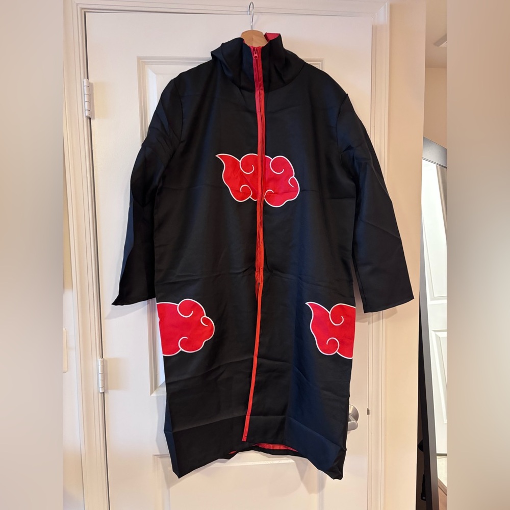 Naruto Akatsuki Robe Anime Cosplay Halloween Costume Mens Medium Jacket Coat